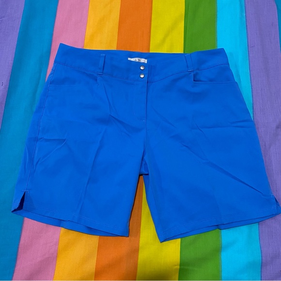 Adidas Stretchy Golf Blue Essentials 7" Flat Front Shorts Women's 12 Athletic - Picture 2 of 13